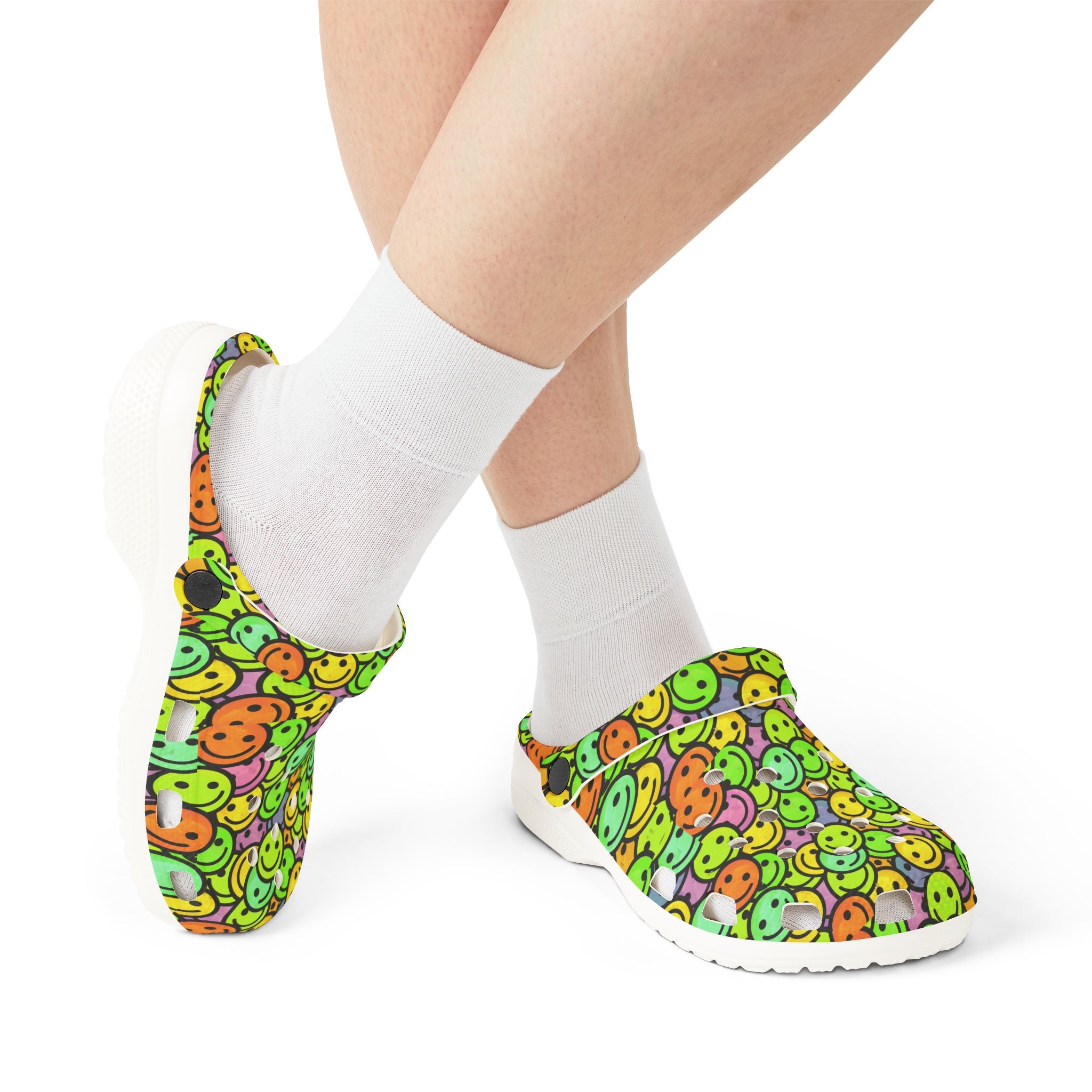Colorful Smile Face Clogs - Fun Footwear for Every Occasion, Comfortable EVA Foam Shoes, Perfect for Home, Garden, and Parties