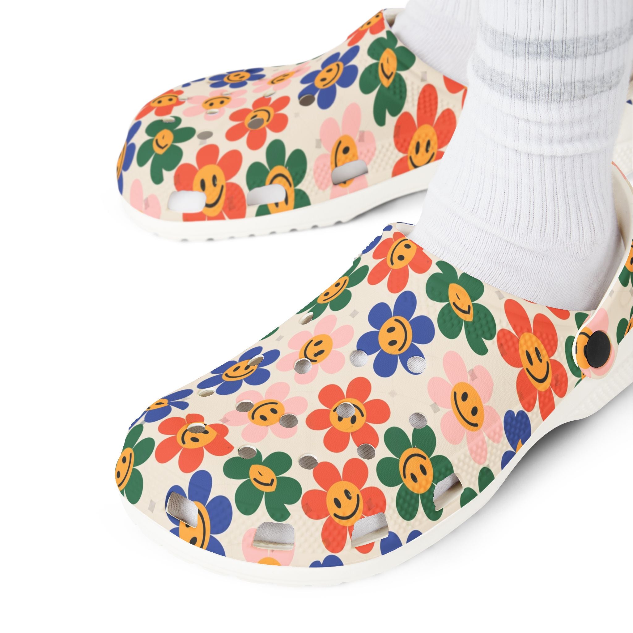 Floral Print EVA Foam Clogs, Comfortable Garden Footwear, Summer Slip-Ons, Perfect for Home, Outdoor, Beach, and Gifting