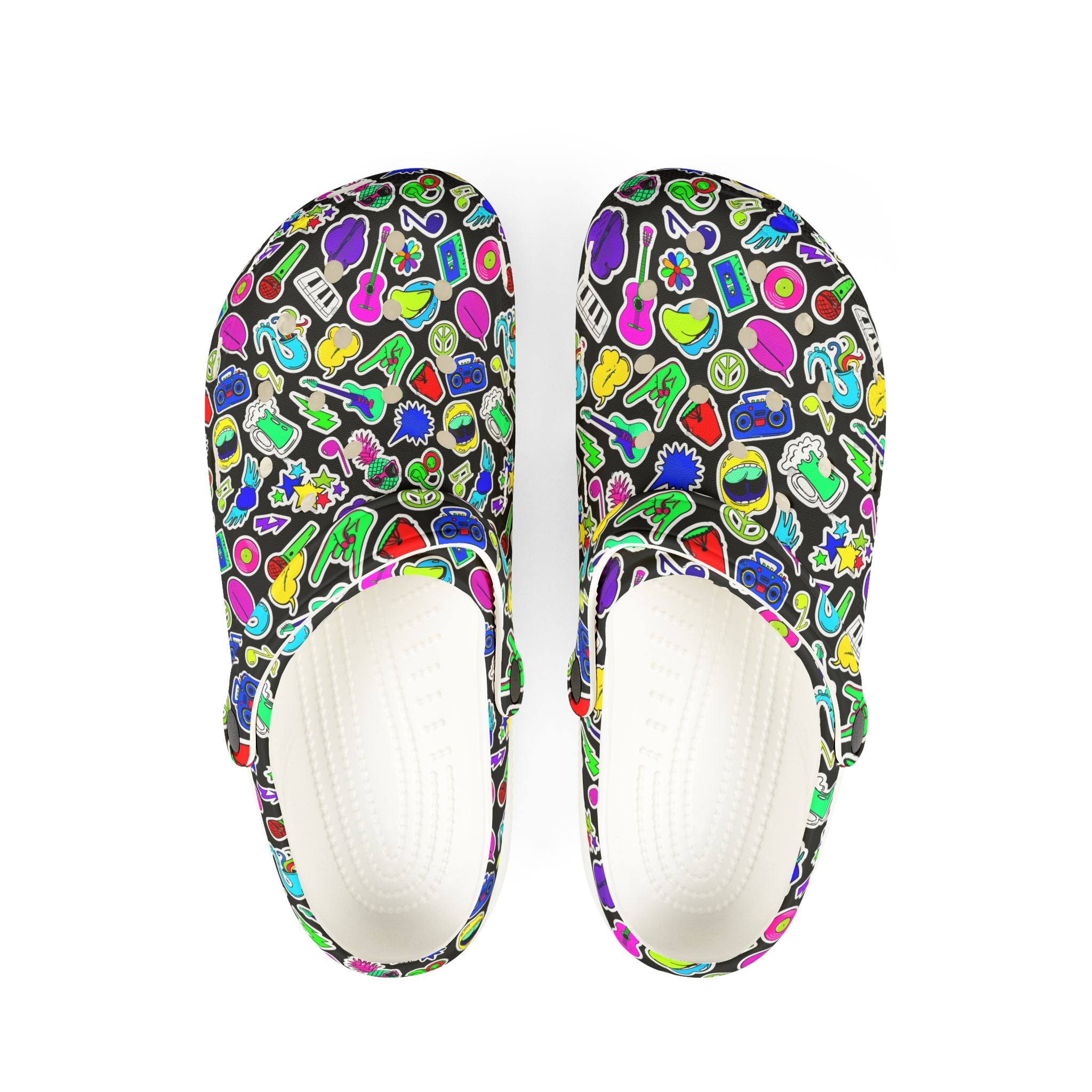 Vibrant AOP EVA Foam Rubber Shoes, Funky Clogs, Colorful Footwear, Unique Garden Shoes, Perfect for Festivals and Everyday Wear