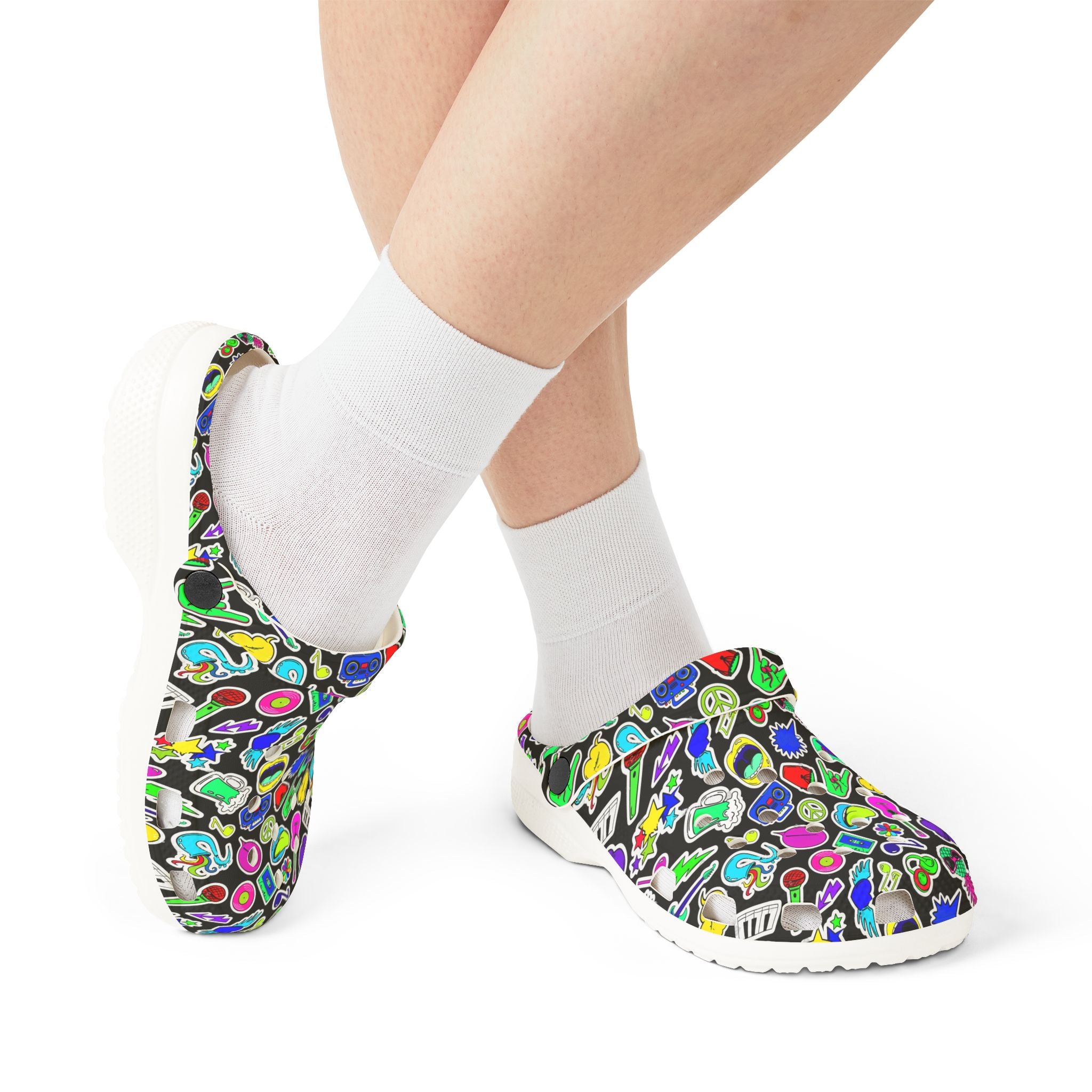 Vibrant AOP EVA Foam Rubber Shoes, Funky Clogs, Colorful Footwear, Unique Garden Shoes, Perfect for Festivals and Everyday Wear