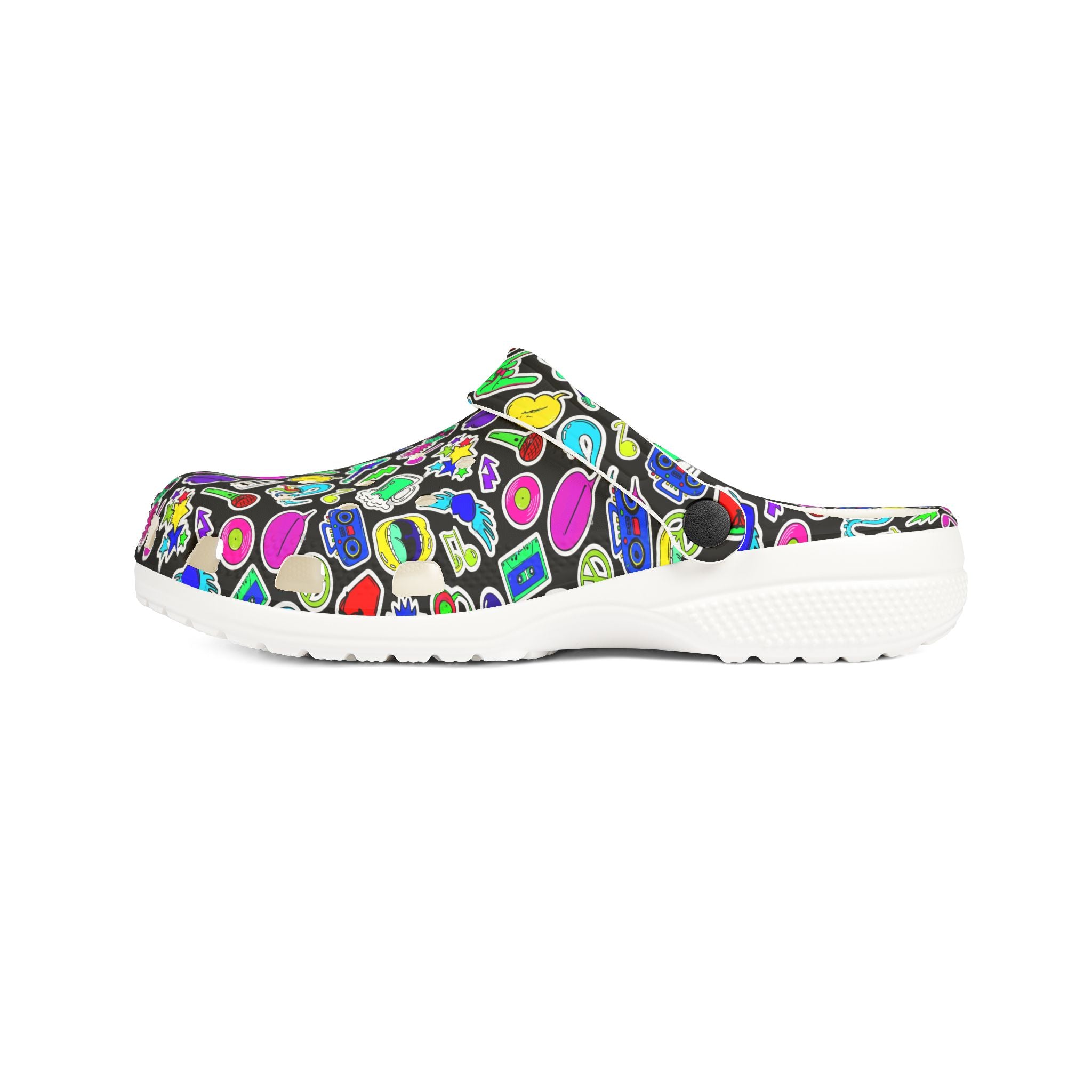 Vibrant AOP EVA Foam Rubber Shoes, Funky Clogs, Colorful Footwear, Unique Garden Shoes, Perfect for Festivals and Everyday Wear