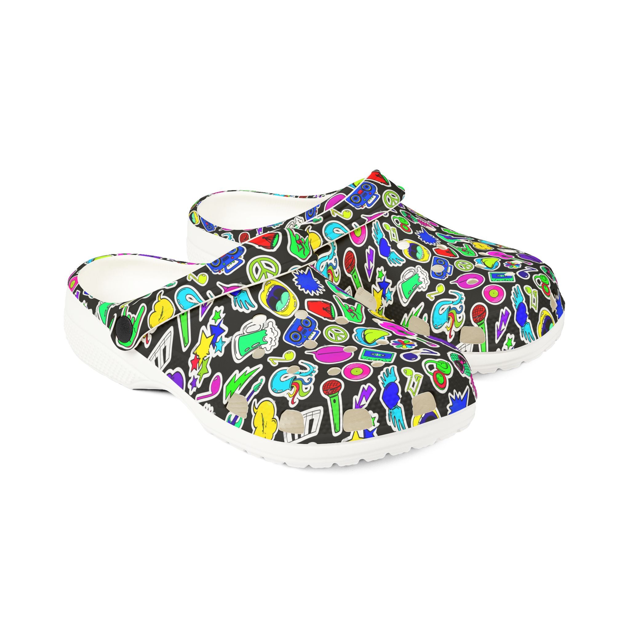 Vibrant AOP EVA Foam Rubber Shoes, Funky Clogs, Colorful Footwear, Unique Garden Shoes, Perfect for Festivals and Everyday Wear