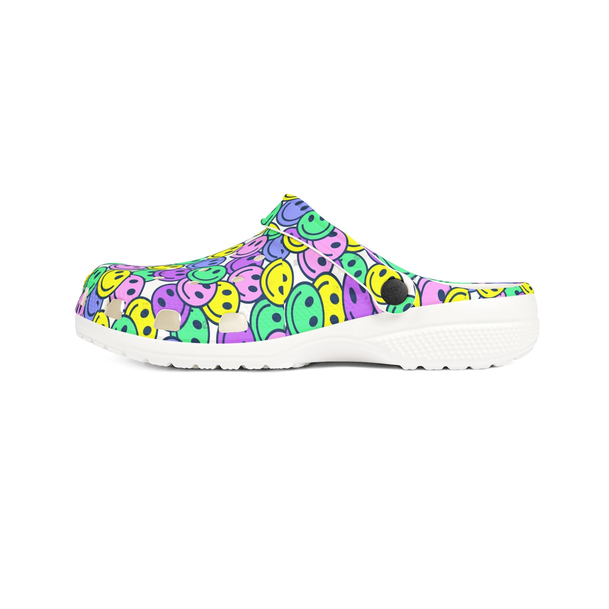 Colorful AOP EVA Foam Rubber Shoes, Fun Clogs, Happy Face Footwear, Bright Slip-Ons, Perfect for Summer Outings, Gifts for Teens
