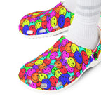 Colorful Smiley Clogs, Cheerful EVA Foam Shoes, Fun Garden Footwear, Happy Mood Shoes, Vibrant Casual Footwear