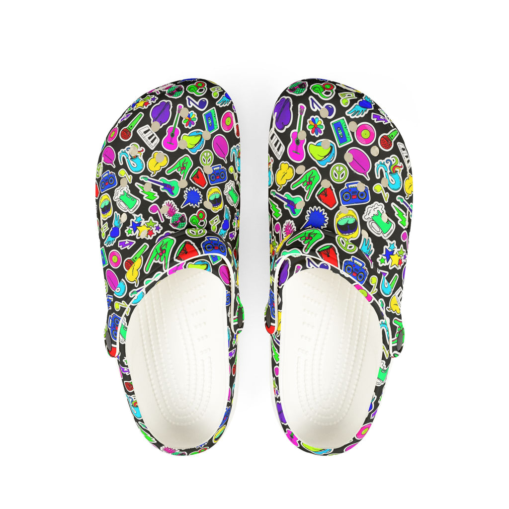 Vibrant AOP EVA Foam Rubber Shoes, Funky Clogs, Colorful Footwear, Unique Garden Shoes, Perfect for Festivals and Everyday Wear