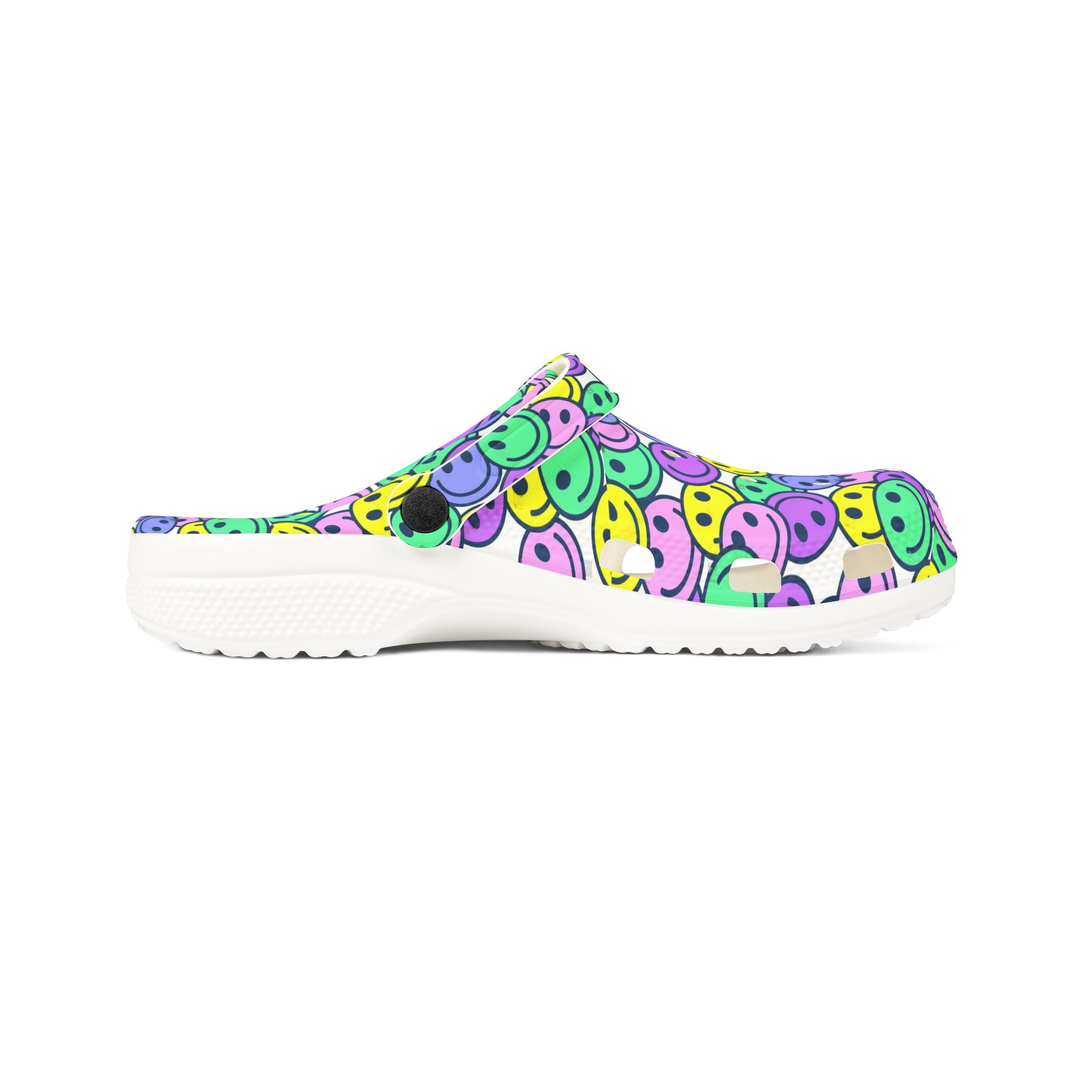 Colorful AOP EVA Foam Rubber Shoes, Fun Clogs, Happy Face Footwear, Bright Slip-Ons, Perfect for Summer Outings, Gifts for Teens
