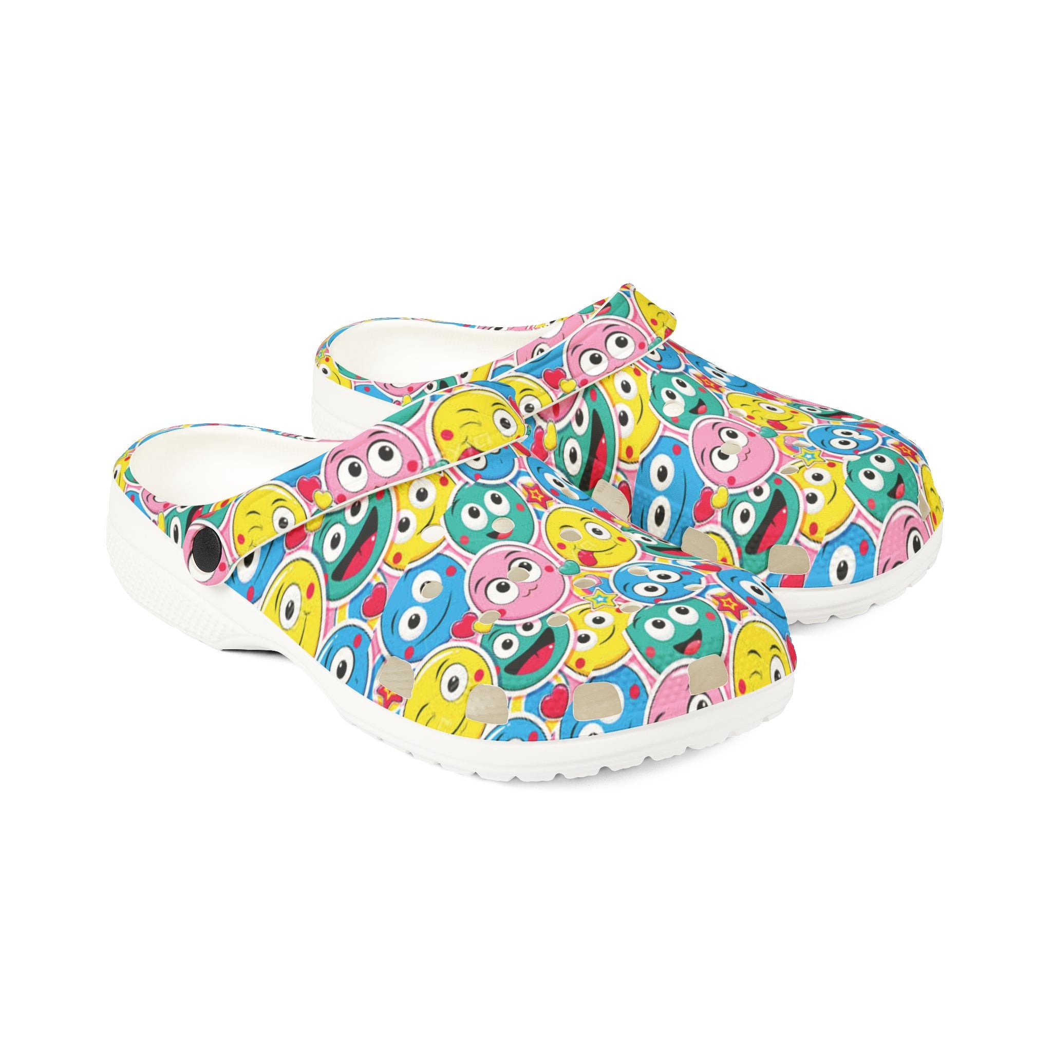 Colorful Emoji Clogs, Fun Comfortable Shoes for Kids, Cartoon Slippers, Summer Footwear, Playful Rubber Shoes