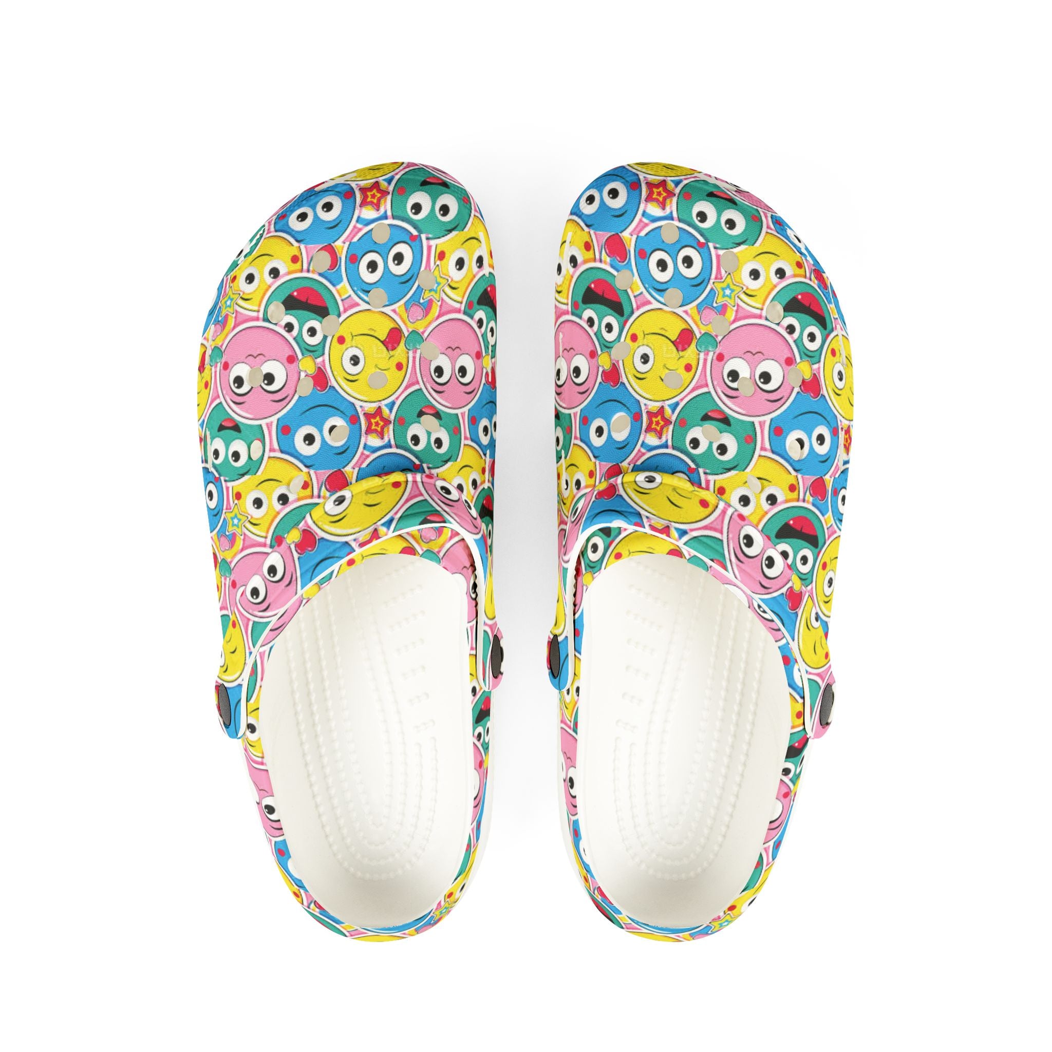 Colorful Emoji Clogs, Fun Comfortable Shoes for Kids, Cartoon Slippers, Summer Footwear, Playful Rubber Shoes
