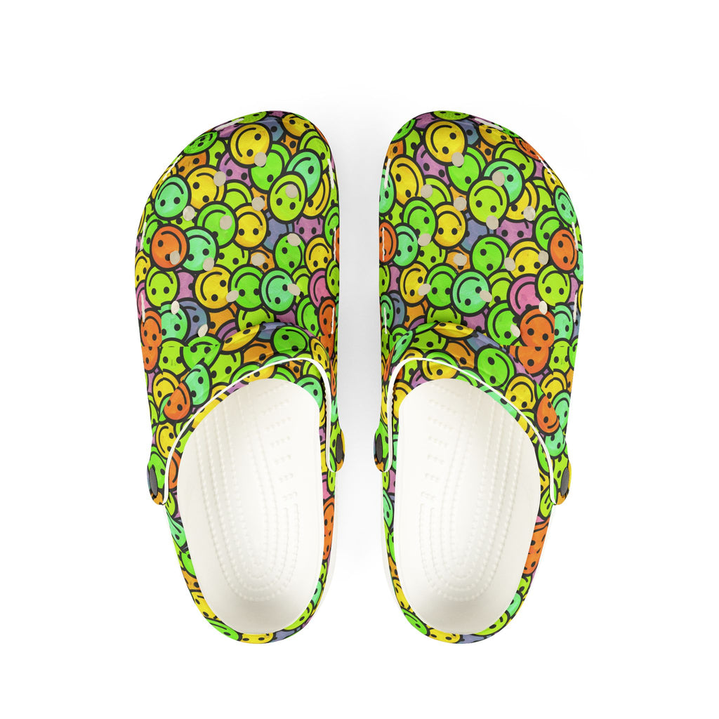 Colorful Smile Face Clogs - Fun Footwear for Every Occasion, Comfortable EVA Foam Shoes, Perfect for Home, Garden, and Parties