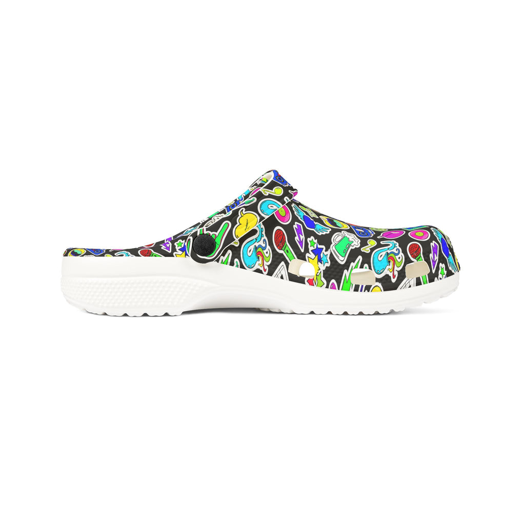 Vibrant AOP EVA Foam Rubber Shoes, Funky Clogs, Colorful Footwear, Unique Garden Shoes, Perfect for Festivals and Everyday Wear