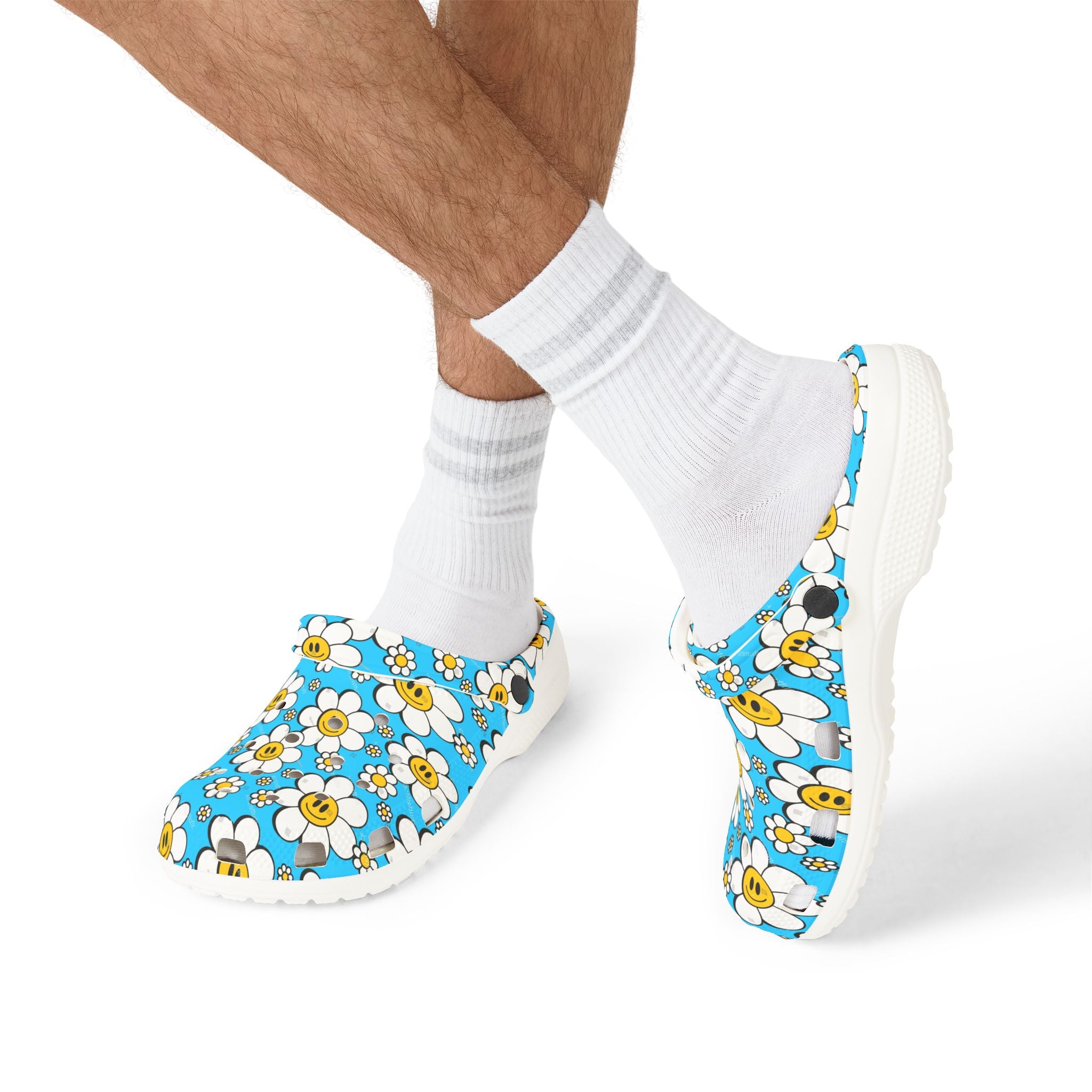 Cheerful Flower Pattern EVA Foam Shoes, Comfortable Garden Clogs, Lightweight Summer Footwear, Fun Outdoor Slip-Ons, Gift for Flower Lovers