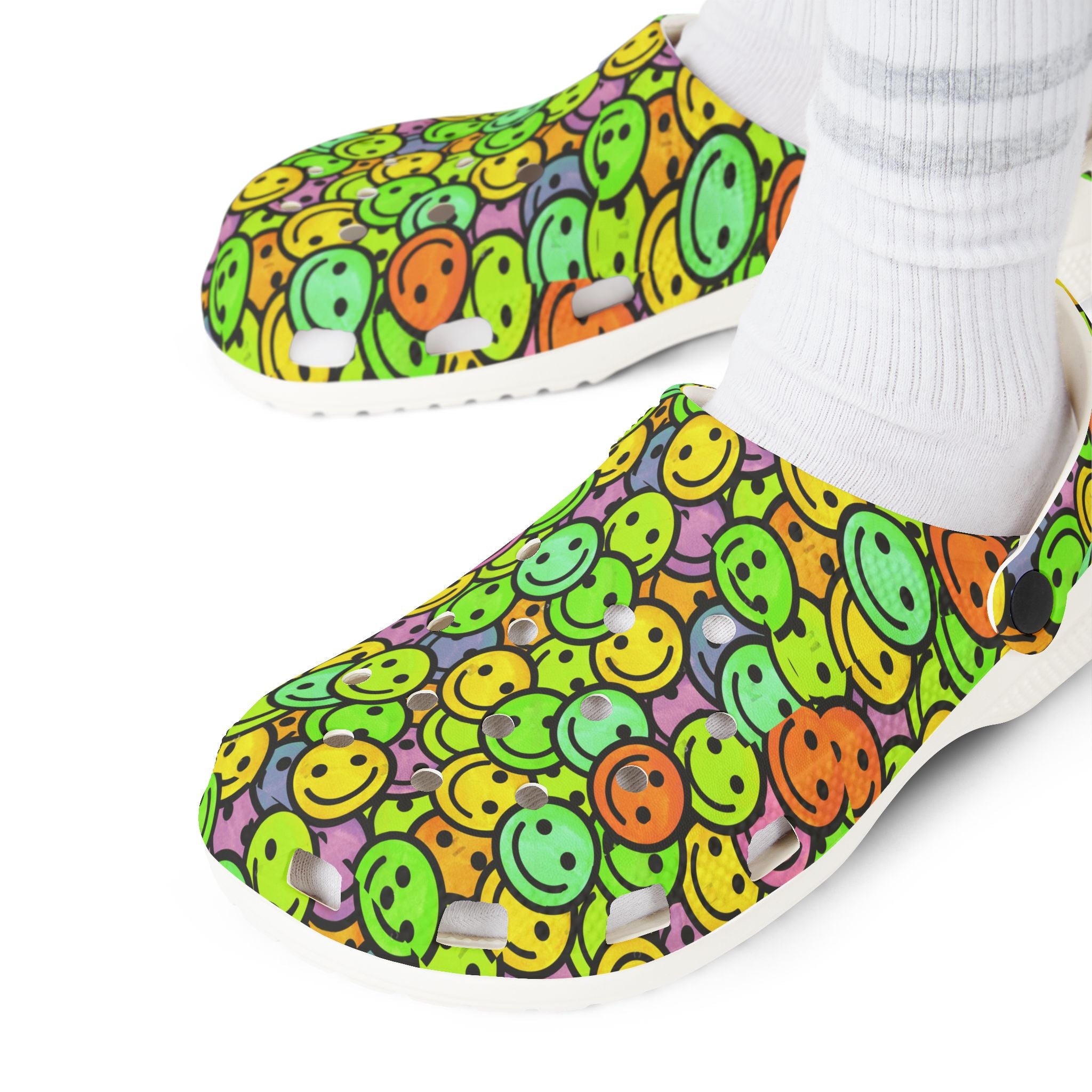 Colorful Smile Face Clogs - Fun Footwear for Every Occasion, Comfortable EVA Foam Shoes, Perfect for Home, Garden, and Parties