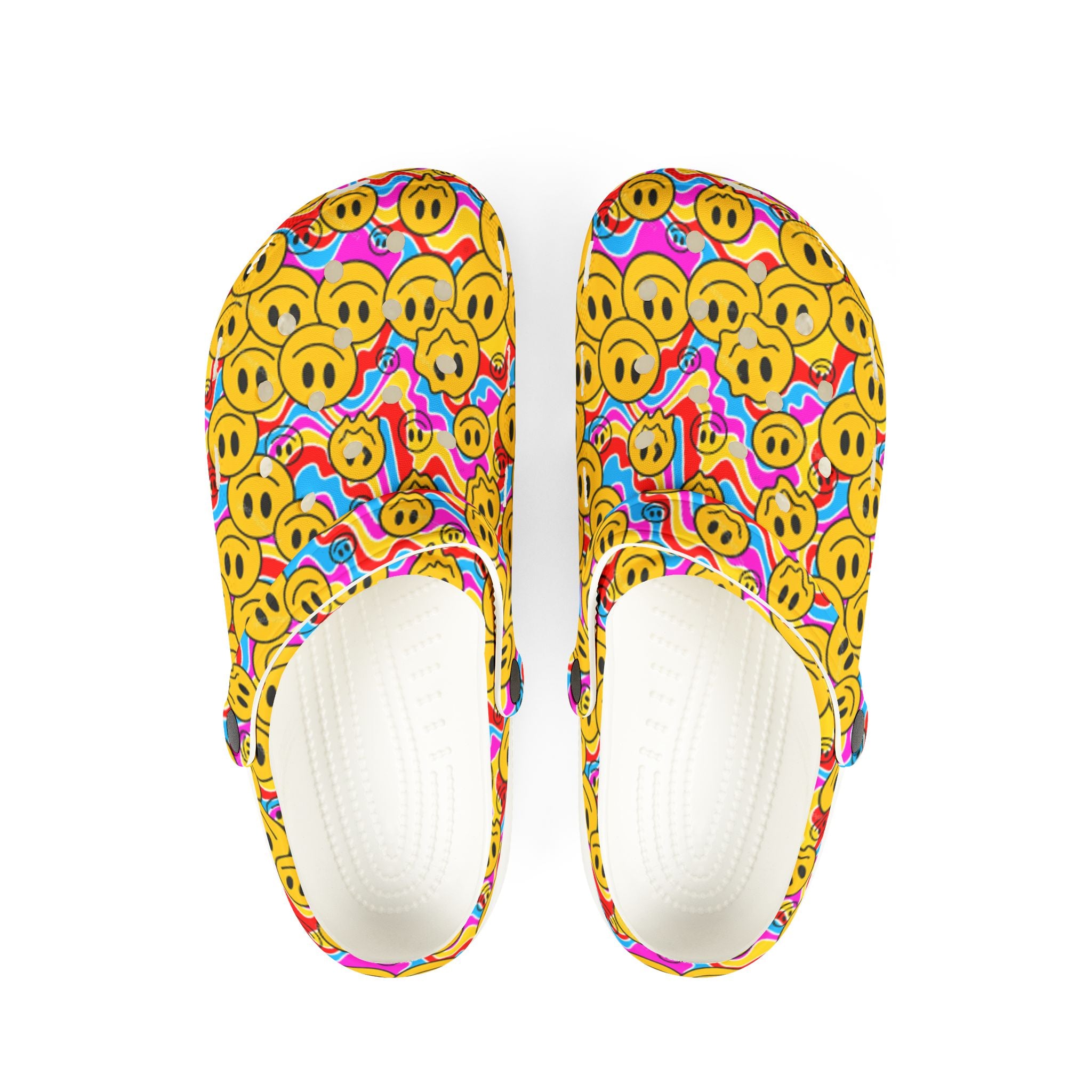Colorful Smiley Foam Clogs - Fun, Comfy Footwear for All Occasions, Perfect Gift for Kids and Adults, Great for Summer, Parties, Casual Wear